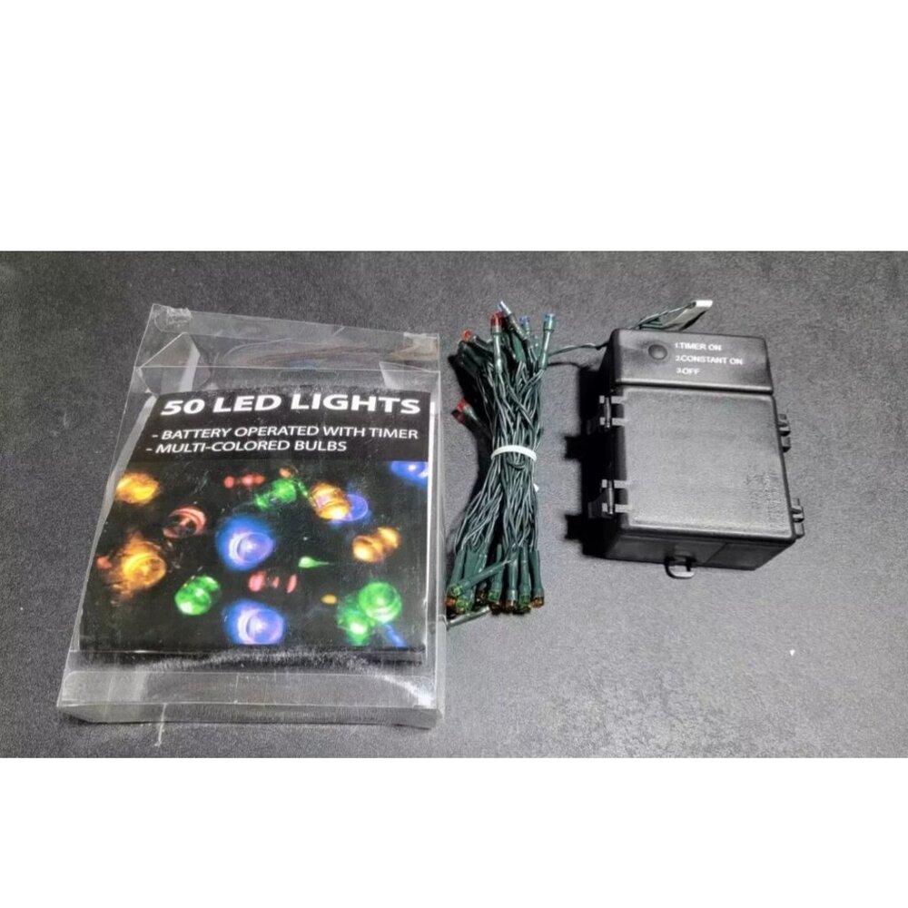 50 LED Lights Battery Operated With Timer Multi-Color Bulbs Indoor / Outdoor